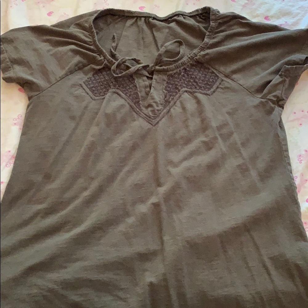 Dark green cinched shirt